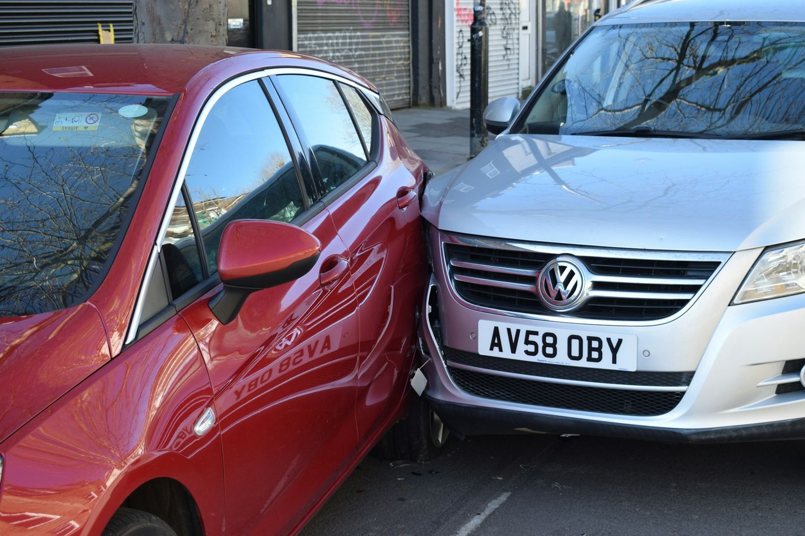 Two cars after a collision