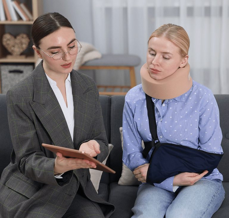 Attorney meeting with an injured client